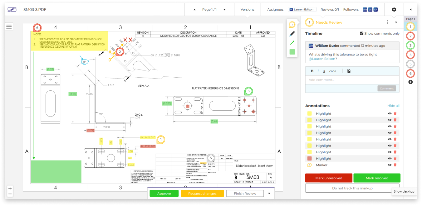 Flexible drawing reviews for rigorous engineering teams.