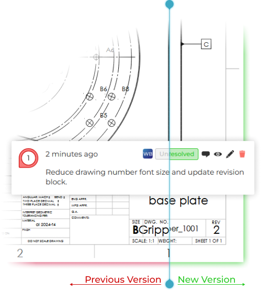 Easily compare different drawing versions visually