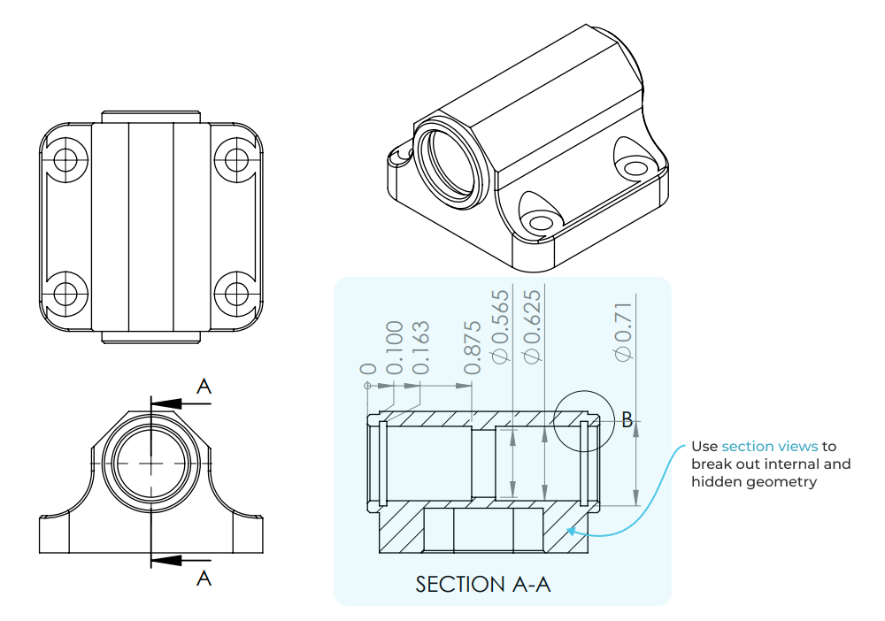 Use section views to display hidden geometry