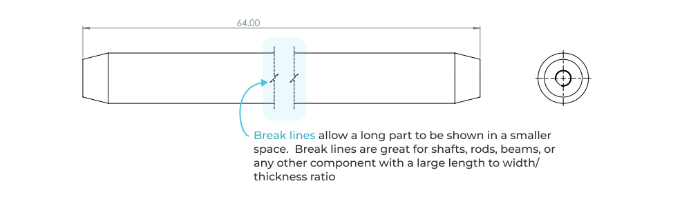 Use break lines to shorten long part views