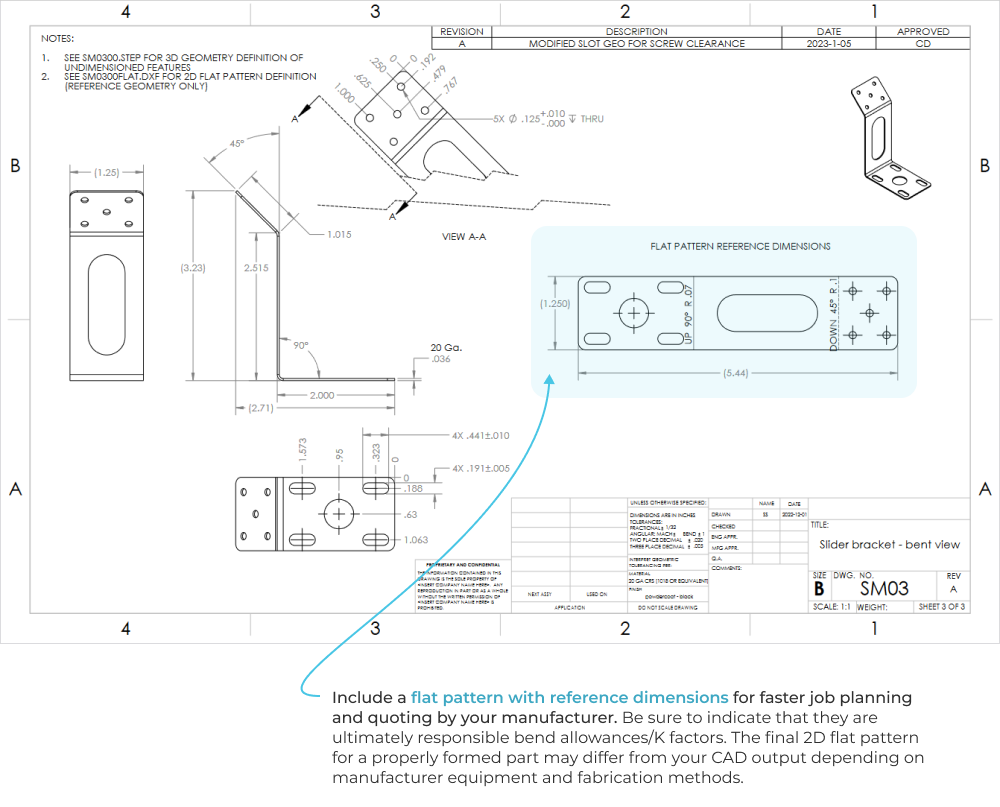 Include a flat pattern view on sheet metal drawings