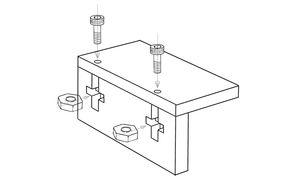 Using waterjet cutting for tab and bolt assembly