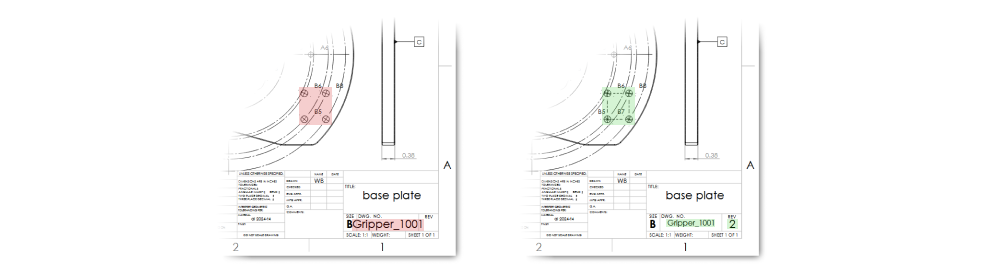 Revision comparison is easy in Five Flute