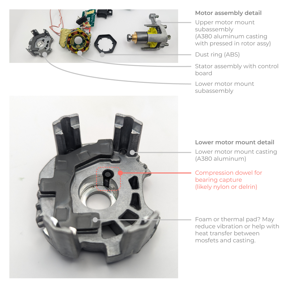 Lower motor casting with bearing press fit design detail